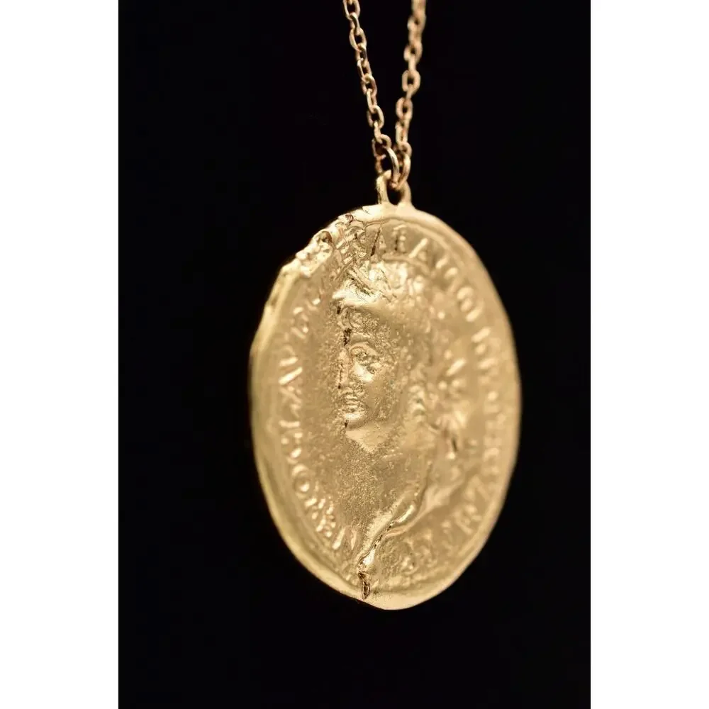 Jade & Jasper Vintage Coin Station Necklace Brushed Gold Satin Signed BinBL